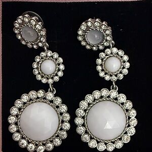 Elegant White Crystal Drop Earrings - Women Jewelry
